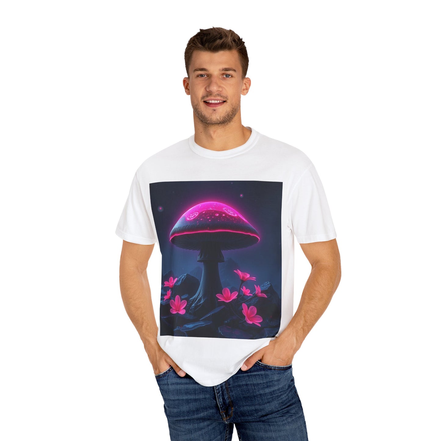 Neon Black & Pink Trippy Unisex Garment-Dyed T-shirt