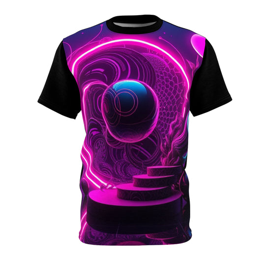 Neon Cosmos Unisex Cut & Sew Tee – Futuristic Space Aesthetic