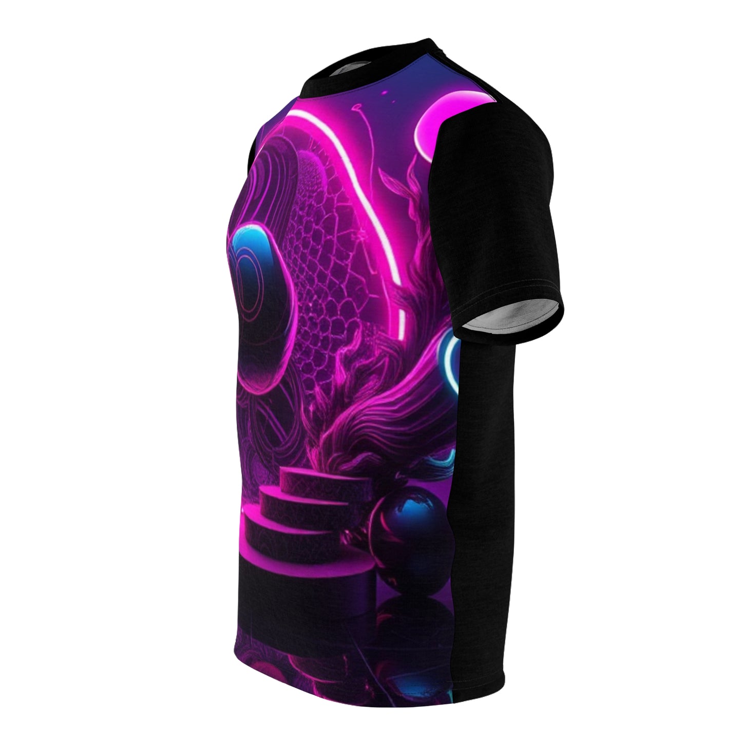 Neon Cosmos Unisex Cut & Sew Tee – Futuristic Space Aesthetic