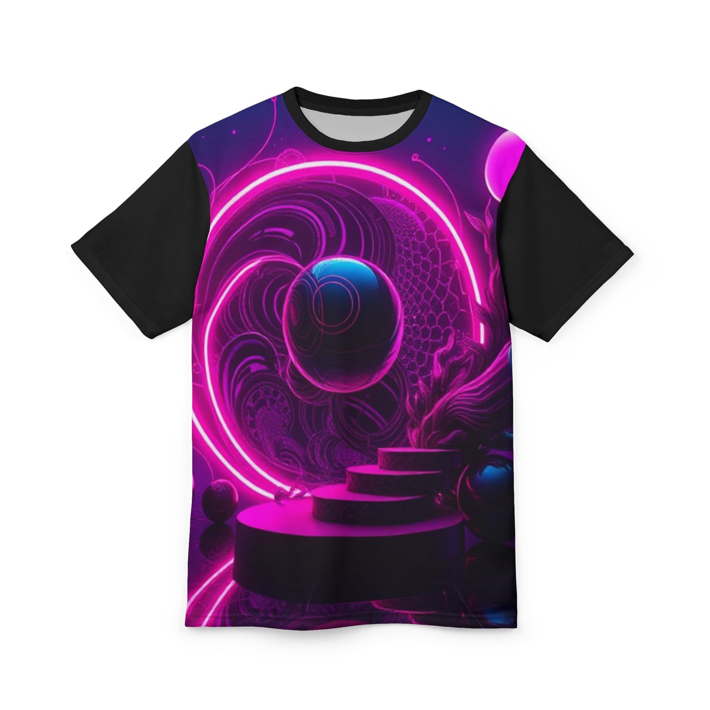 Neon Cosmos Unisex Cut & Sew Tee – Futuristic Space Aesthetic